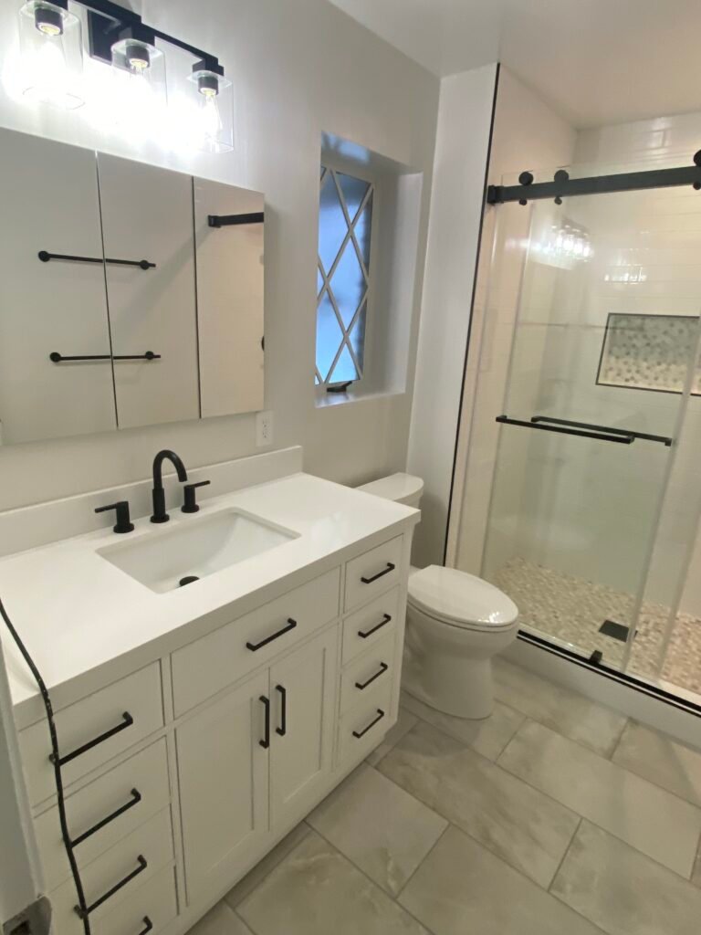 Bathroom remodeled with shower
