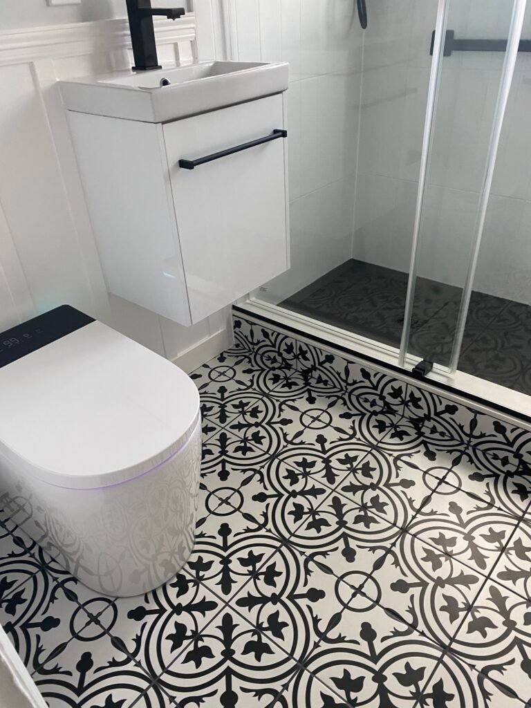 Bathroom remodeled after demolition