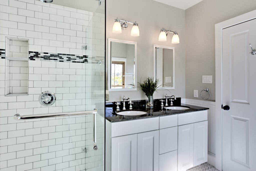 Bathroom remodeled in white color